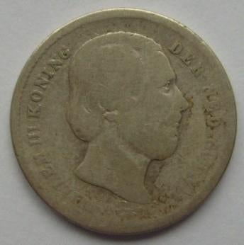 Schaars zilveren kwartje - 25 cent 1890 zp. - Donkere kleur., Koning Willem III, Verzenden, Zilver, 25 cent