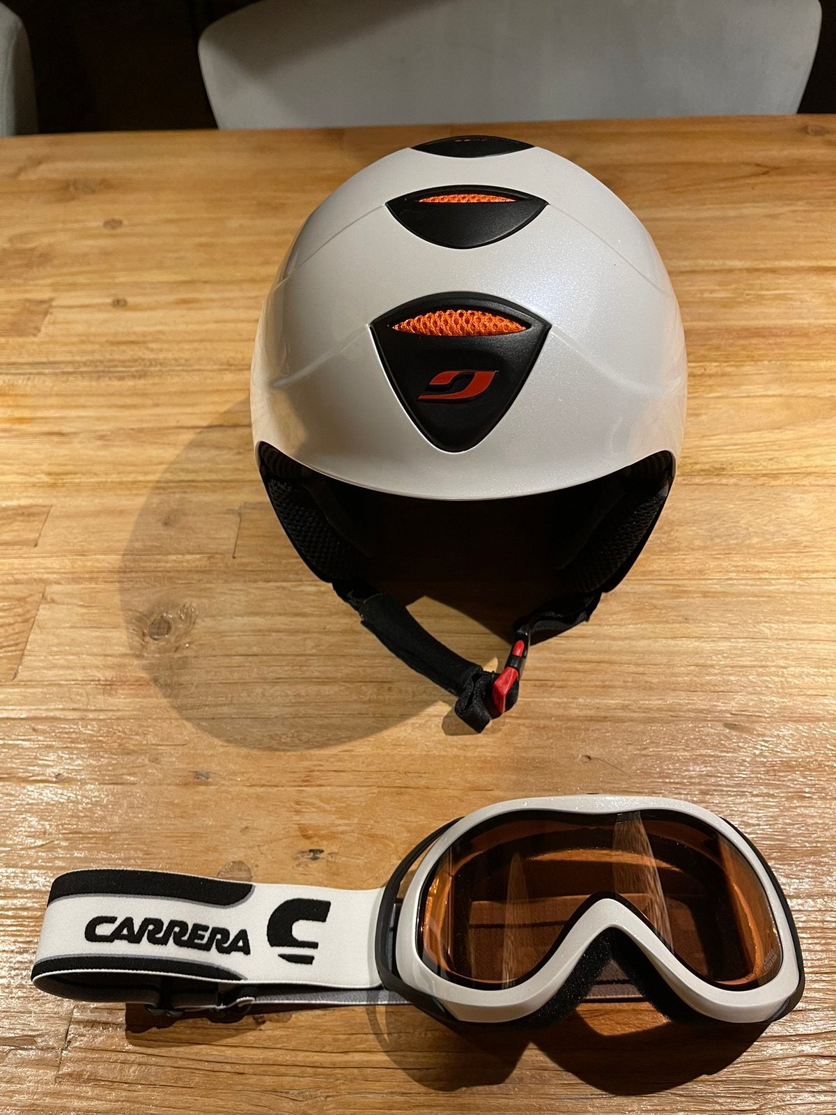 Ski helm (van Julbo) met skibril (Carrera Electric), Gebruikt, Overige typen, Minder dan 100 cm, Ophalen