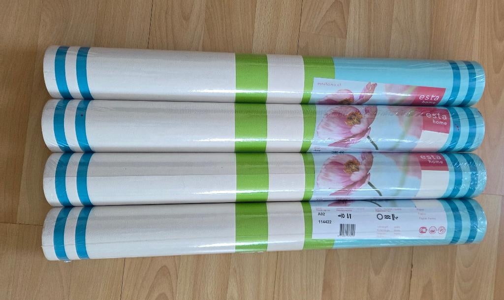 Papier Behang 4 Rollen Nieuw, Ophalen, 10 tot 25 m², Wit, Licht structuur gebroken wit