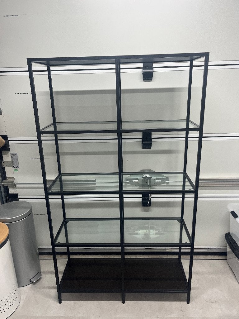 Stellingkast zwart/bruin glas, Huis en Inrichting, Kasten | Stellingkasten, Ophalen, Zo goed als nieuw