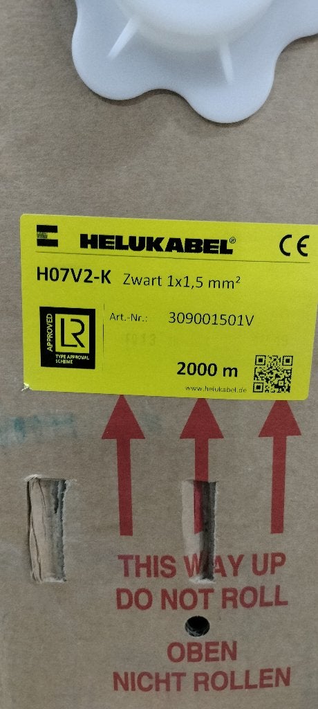 1,5mm zwart montagesnoer 2000 meter., Doe-het-zelf en Verbouw, Elektra en Kabels, Ophalen, Nieuw, Kabel of Snoer