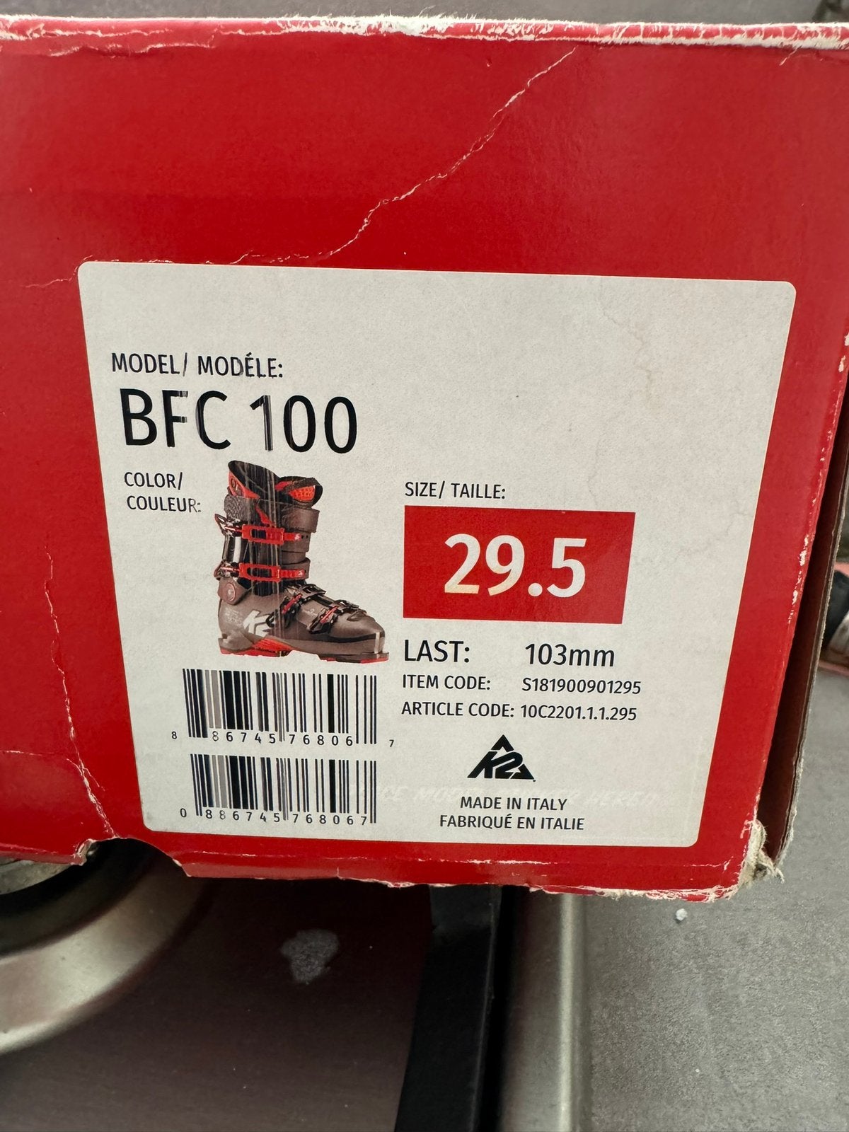K2 skischoenen BFC100 29.5, 160 tot 180 cm, Schoenen, Nieuw, Ophalen