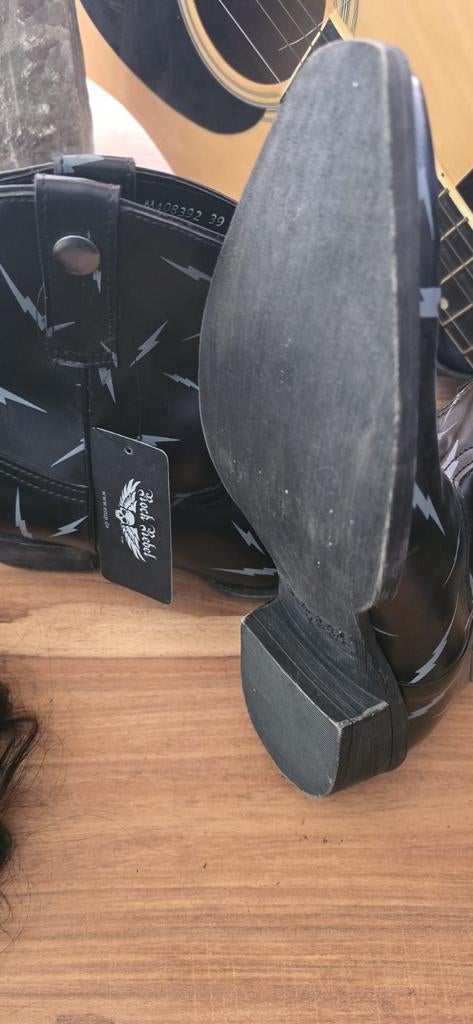 Rock Rebel korte boots cowboy, Ophalen of Verzenden, Zo goed als nieuw, Zwart