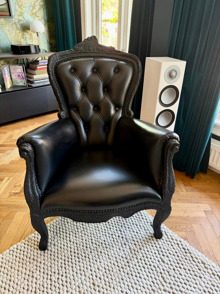 Moooi Smoke Chair Maarten Baas, Ophalen, Zwart, Leer, Zo goed als nieuw