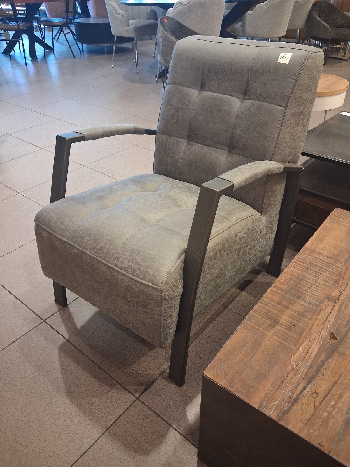 nieuwe industriële fauteuil leer microvezel grijs €165, Ophalen, ., Nieuw, 75 tot 100 cm