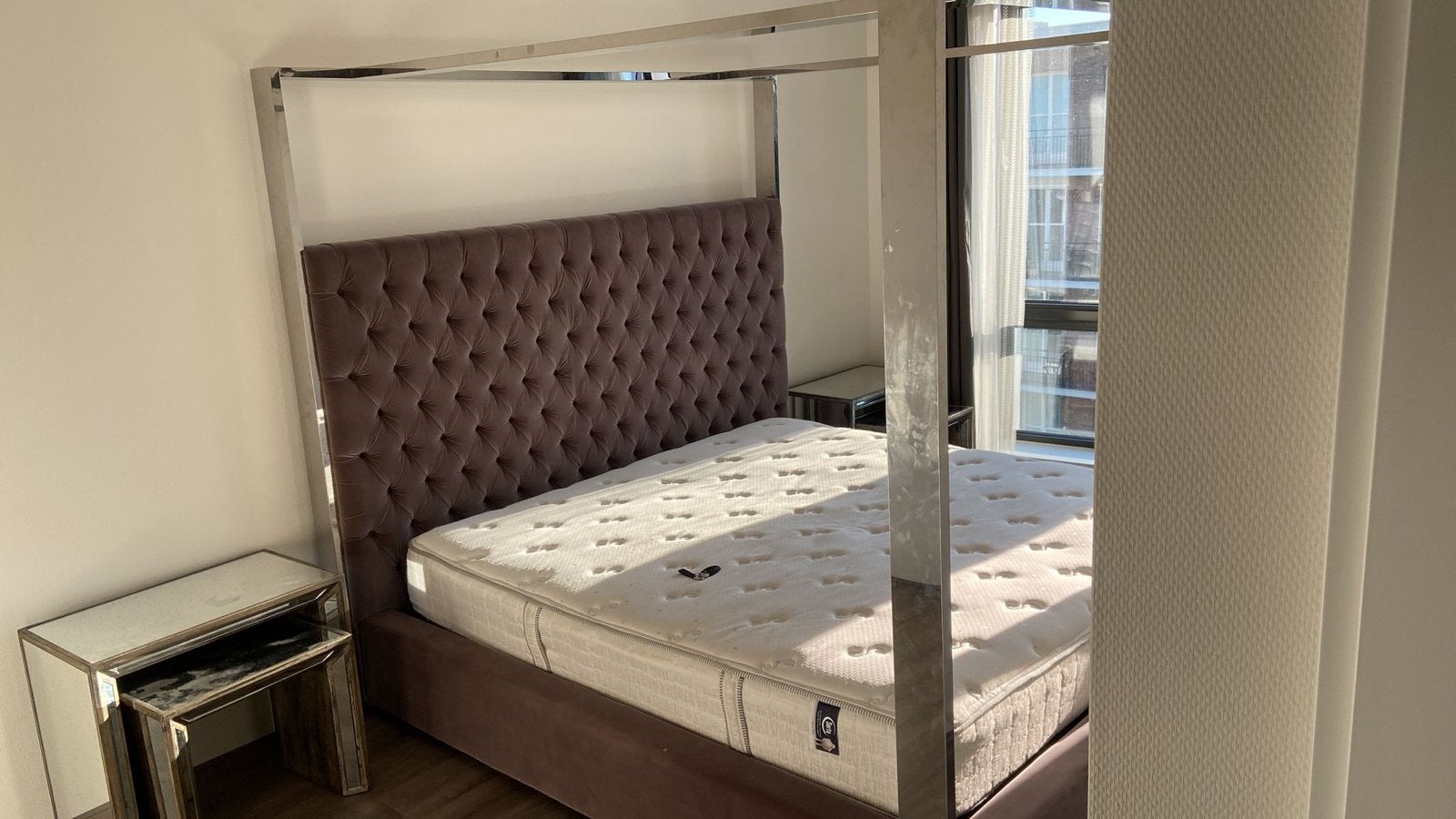 Richmond bed te koop (plankje kapot), Ophalen, Gebruikt, Bruin, Tweepersoons