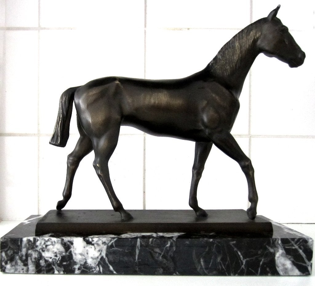 ====c a 1920/30==staand paard==gesigneerd bronzen beeld====, Antiek en Kunst, Ophalen of Verzenden