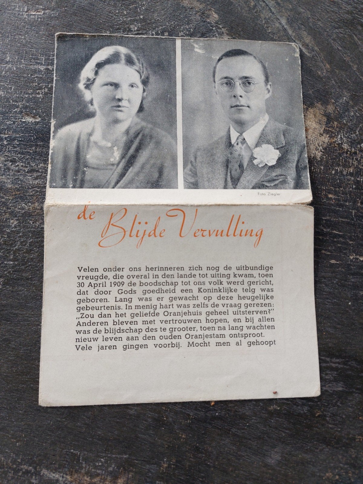 Juliana en Bernard: De Blijde Vervulling (Pamflet), Ophalen of Verzenden, Gebruikt, Nederland, Tijdschrift of Boek