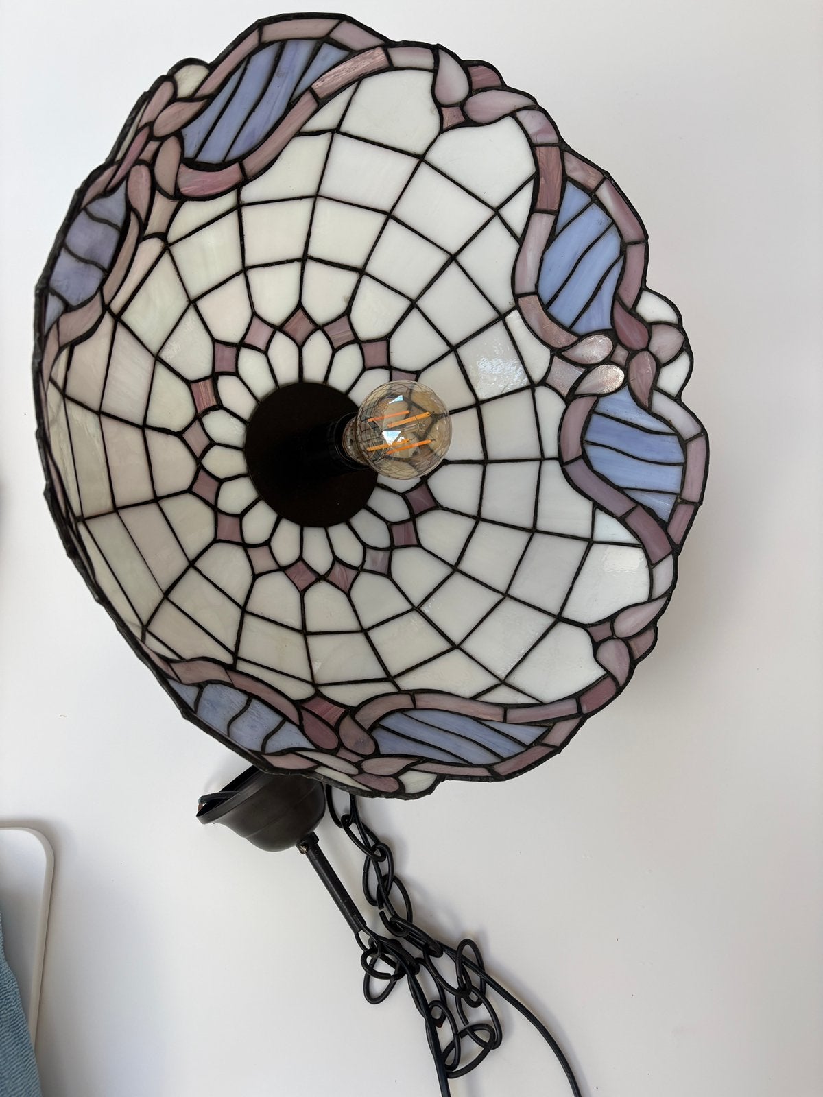 Tiffanny hanglamp en wandlamp, Ophalen of Verzenden, Zo goed als nieuw, Glas, 50 tot 75 cm