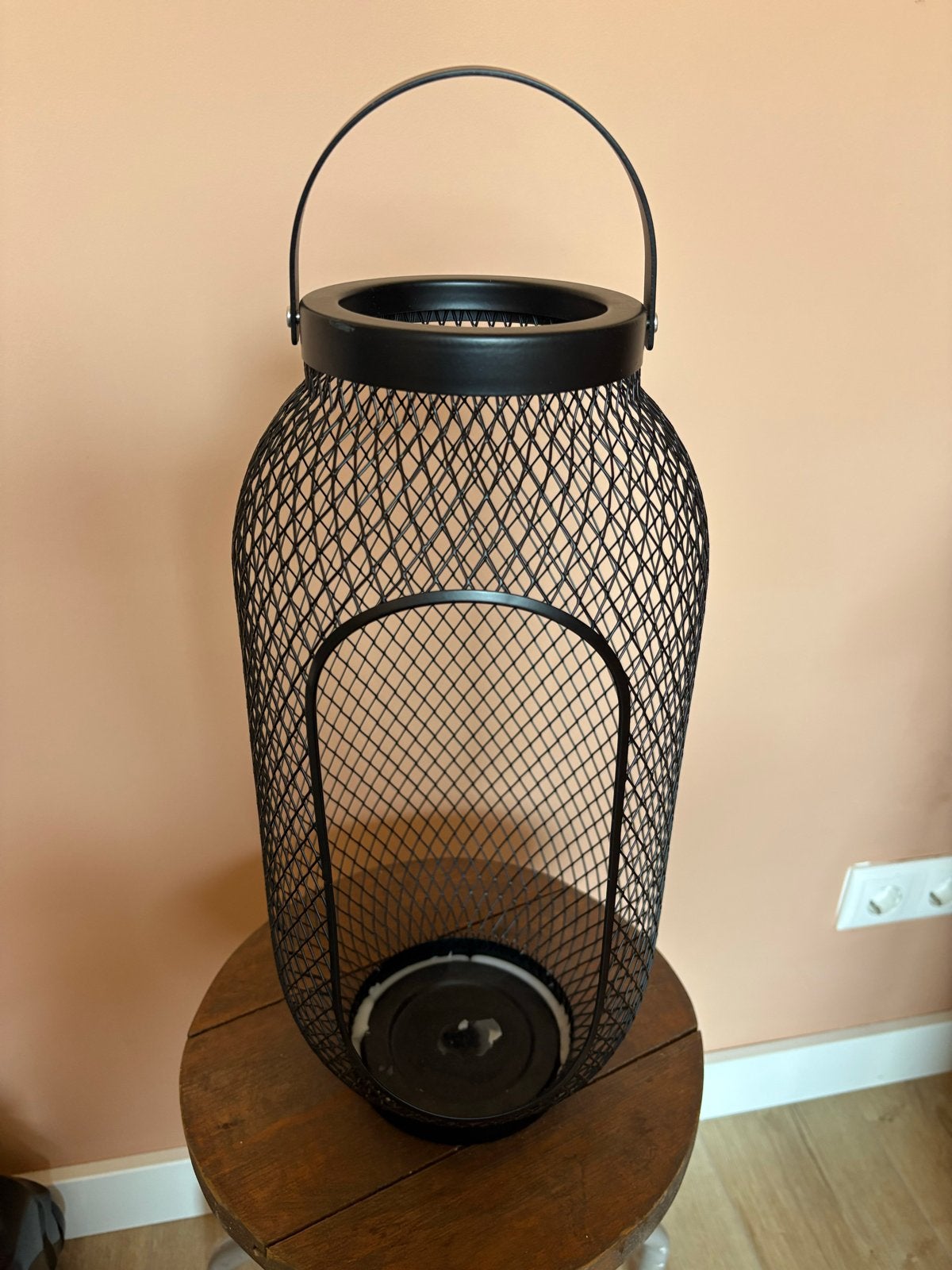 IKEA TOPPIG Lantaarn Zwart 42cm, Huis en Inrichting, Woonaccessoires | Kandelaars en Kaarsen, Gebruikt, Lantaarn, Zwart, IKEA