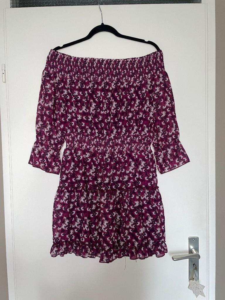 JUST DAI paars / roze off shoulder jurk dress mt L, Paars, Maat 42/44 (L), Ophalen of Verzenden, Zo goed als nieuw