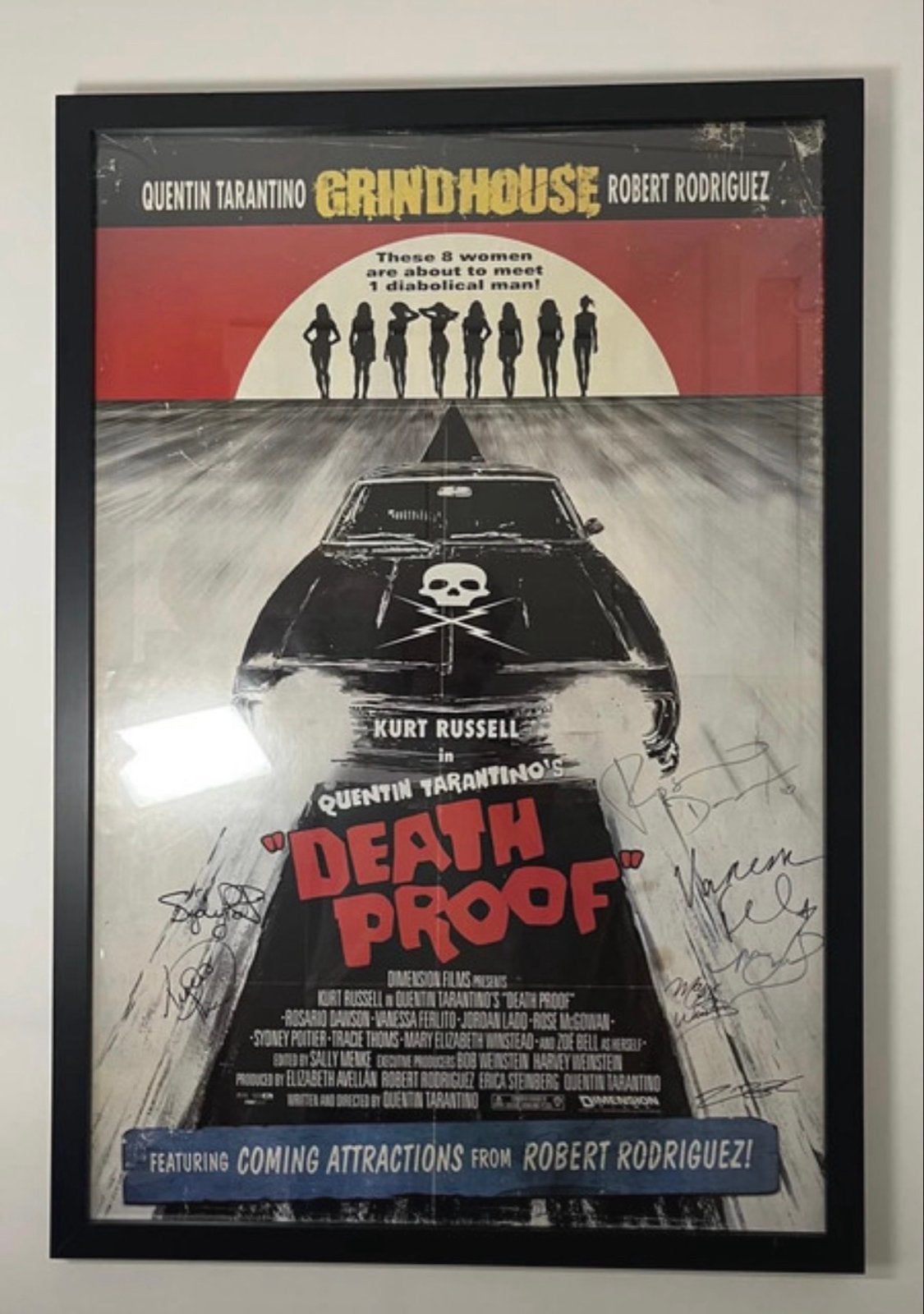 Grindhouse Death Proof Filmposter gesigneerd, Rechthoekig Staand, Met lijst, Deurposter of groter, Ophalen of Verzenden