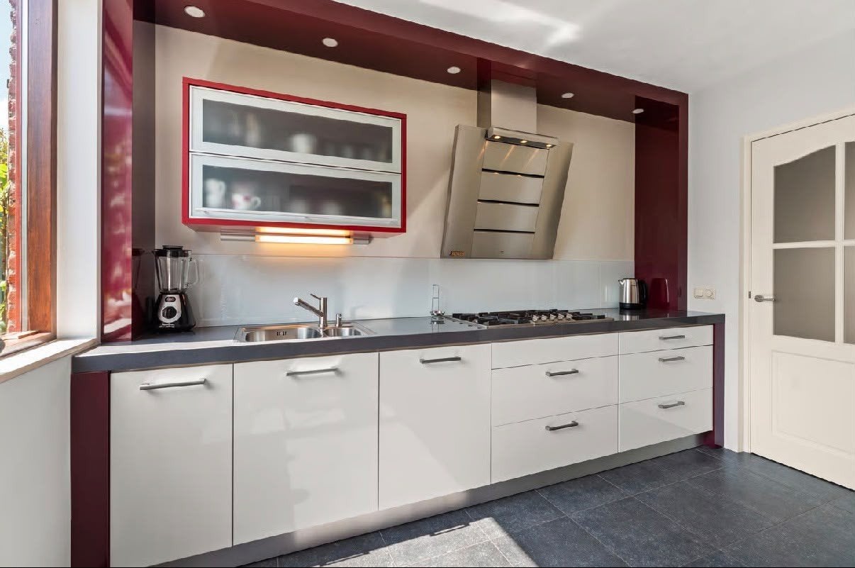 Complete Keller keuken met apparatuur - Miele, AEG, Gaggenau, Ophalen, Gebruikt, Wit, Graniet of Steen