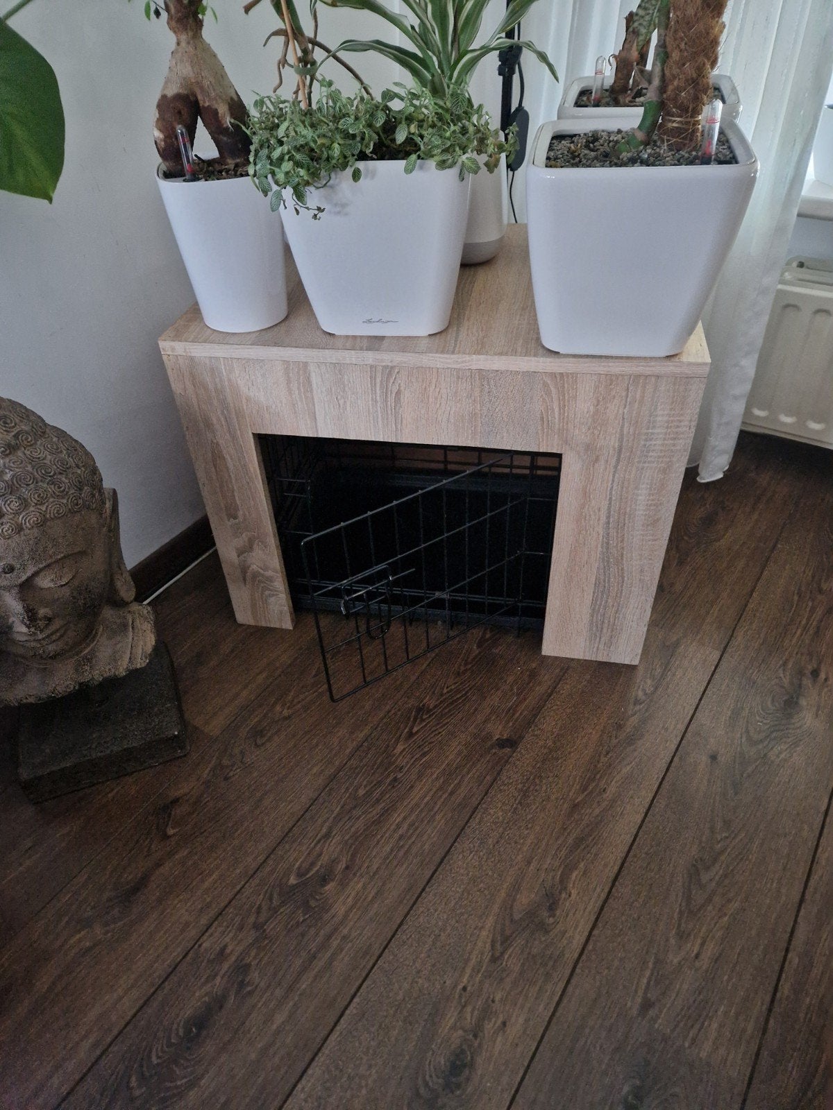Hondenbench met houten ombouw, Dieren en Toebehoren, Ophalen, Gebruikt