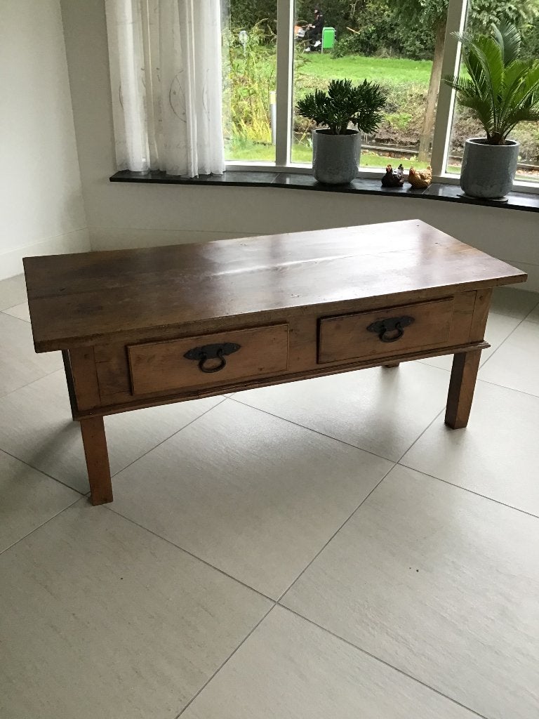 Oude salontafel, gemaakt van antieke Spaanse strijktafel., Ophalen, 50 – 75, Gebruikt, 100 tot 150 cm