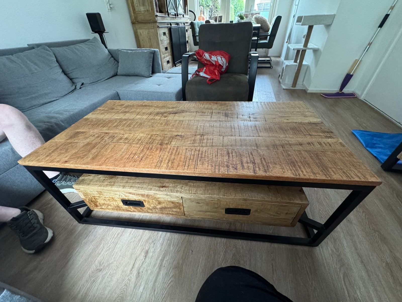 Mooie salontafel met lades mango hout, Huis en Inrichting, Tafels | Salontafels, Ophalen, Gebruikt, 100 tot 150 cm, 50 tot 100 cm