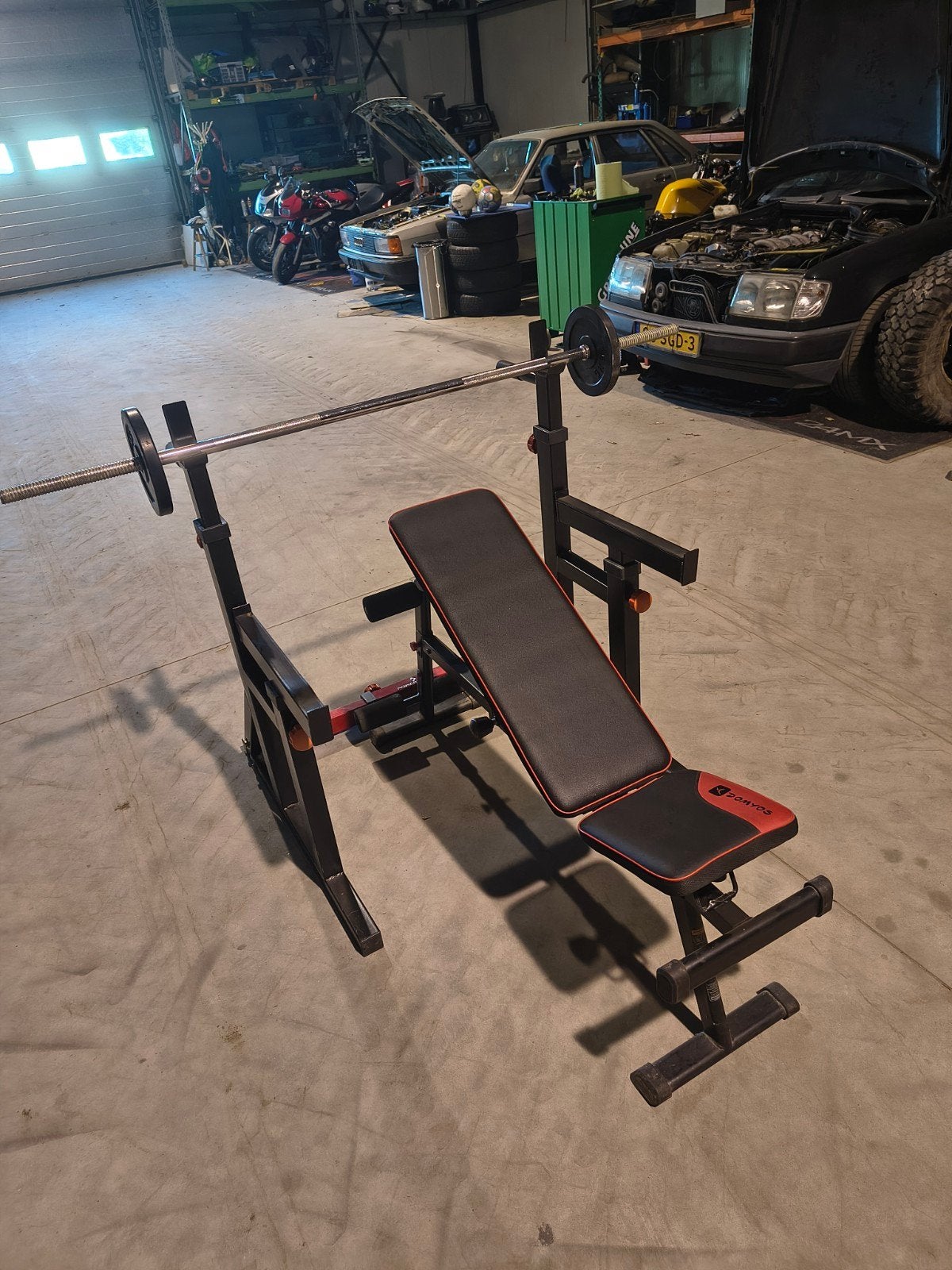 Powermark Squat rack plus halterbank/stang, Ophalen, Gebruikt, Fitnessbank