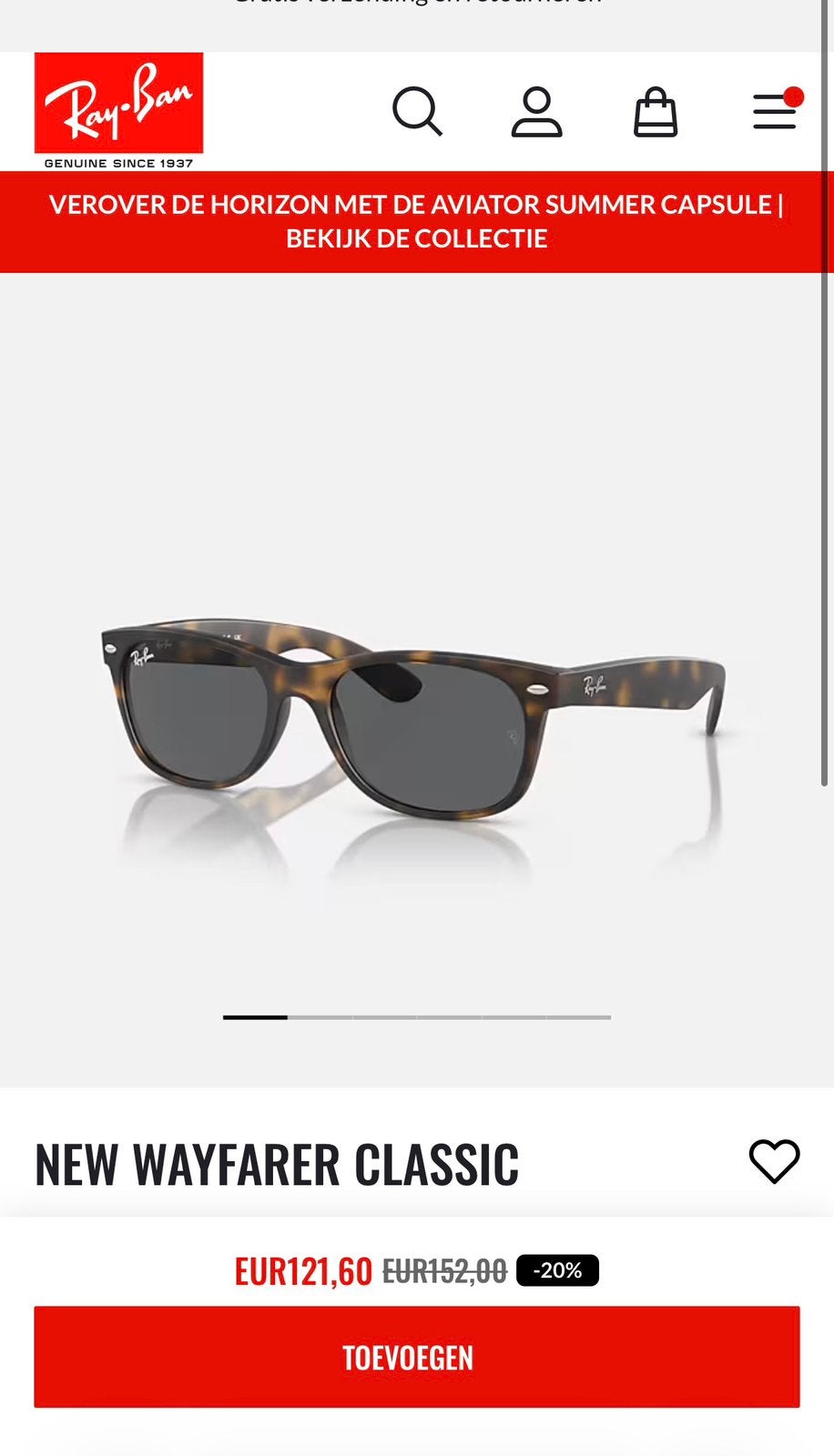 Ray-Ban New Wayfarer origineel dames zonnebril, Zonnebril, Bruin, Ophalen of Verzenden, Zo goed als nieuw