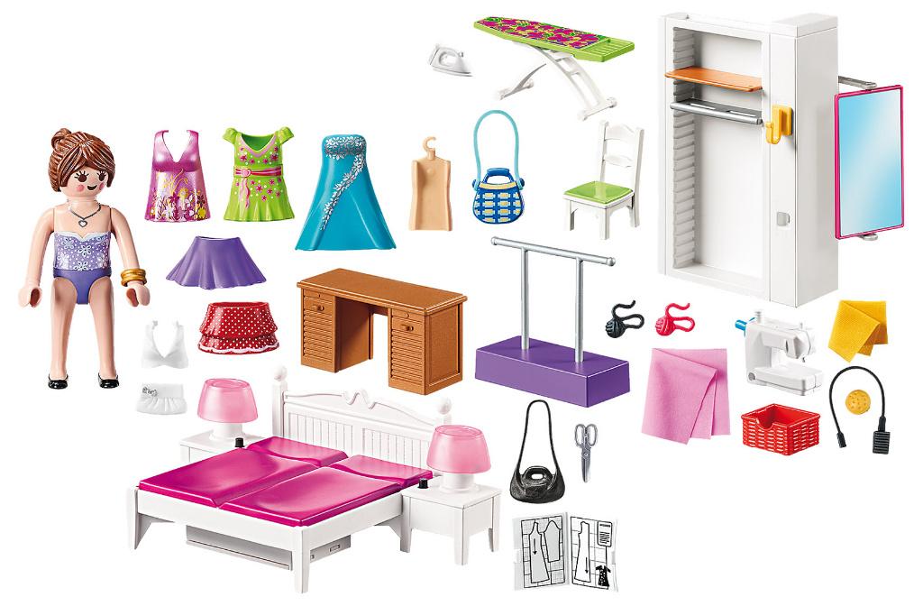 PLAYMOBIL 70208 Dollhouse Slaapkamer + Mode ontwerphoek 67dl, Kinderen en Baby's, Speelgoed | Playmobil, Ophalen of Verzenden