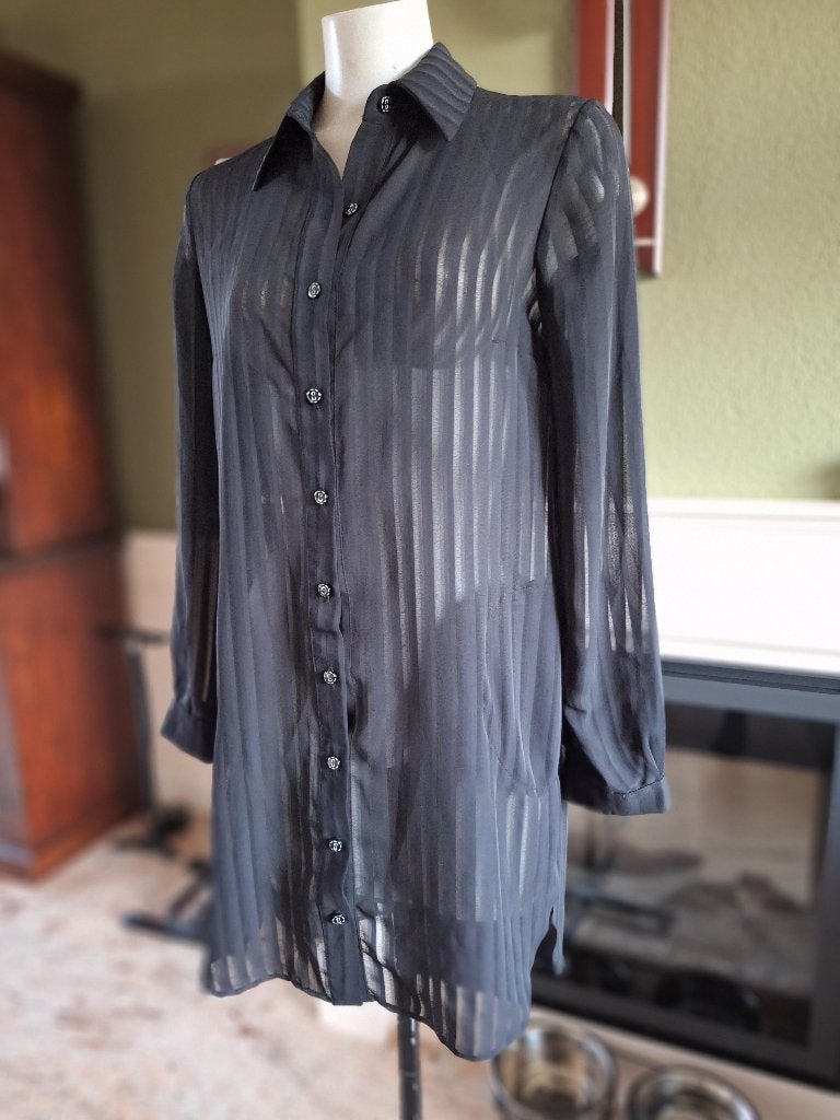 Eroke zwarte transparante blouse IT 42 NL 38, Maat 38/40 (M), Verzenden, Zwart, Zo goed als nieuw
