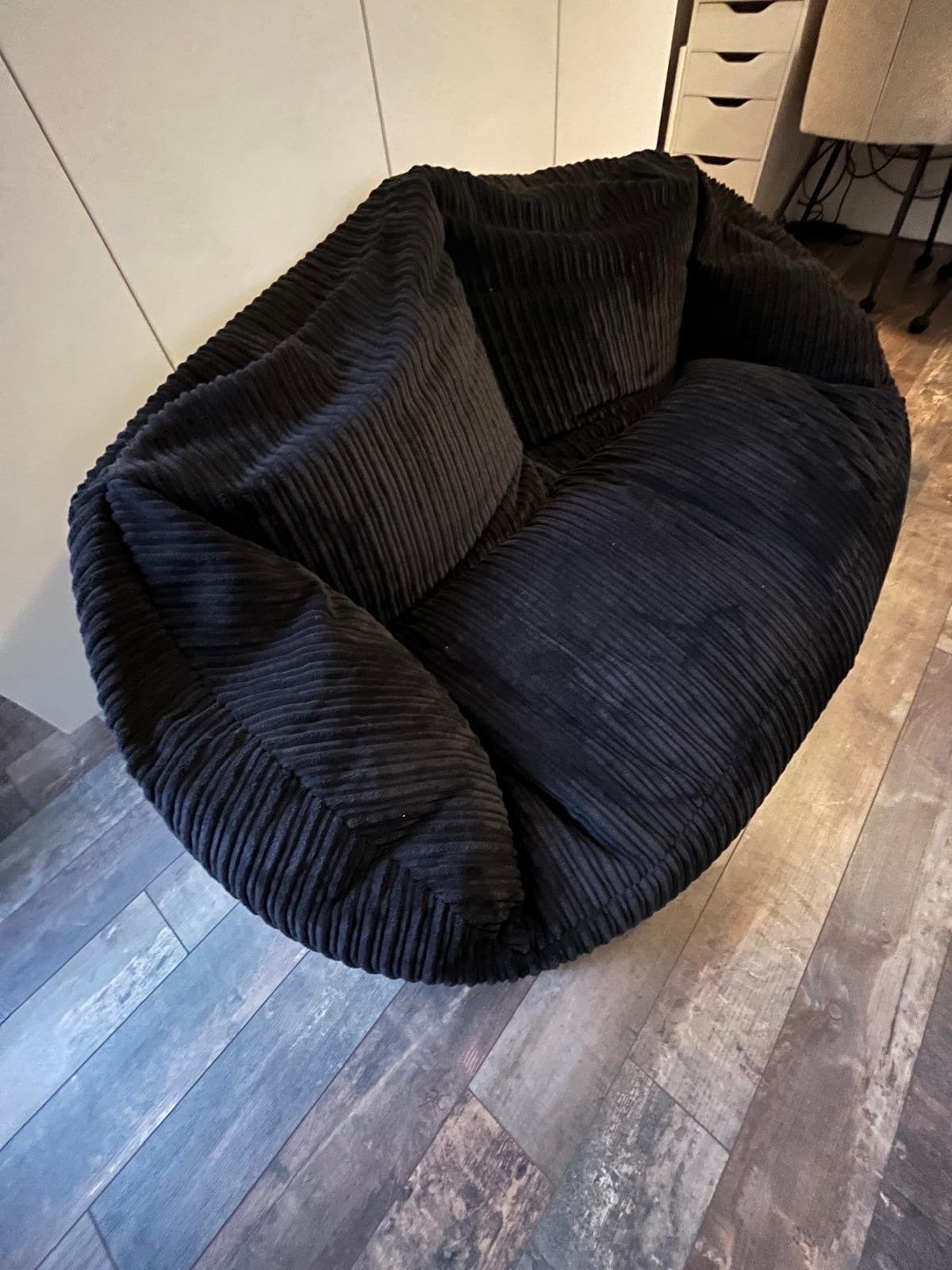 Loungepug Zitzakbank Bubble Corduroy Zwart, Ophalen, Zo goed als nieuw, Zwart, Zitzak