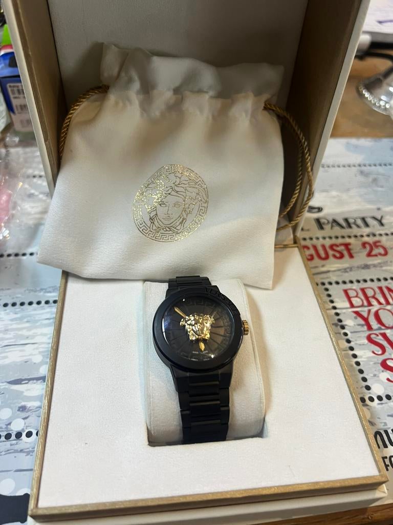 Originele versace horloge, Overige merken, Staal, Staal, Polshorloge