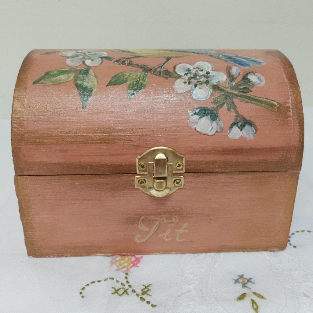 Hand Painted Robin Wooden Jewelry Box, Ophalen of Verzenden