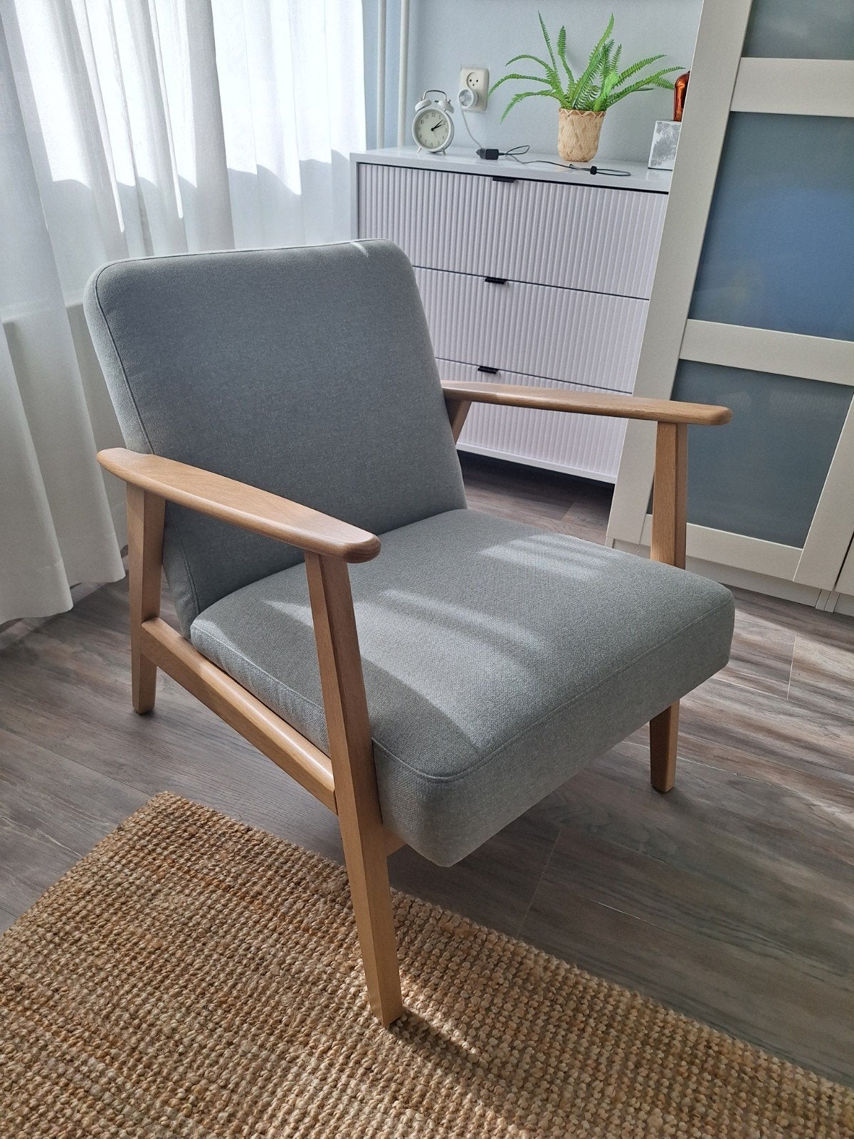 Ikea EKENÄSET fauteuil - Lichtgroen/Grijs, Huis en Inrichting, Ophalen, Nieuw, 75 tot 100 cm, Stof