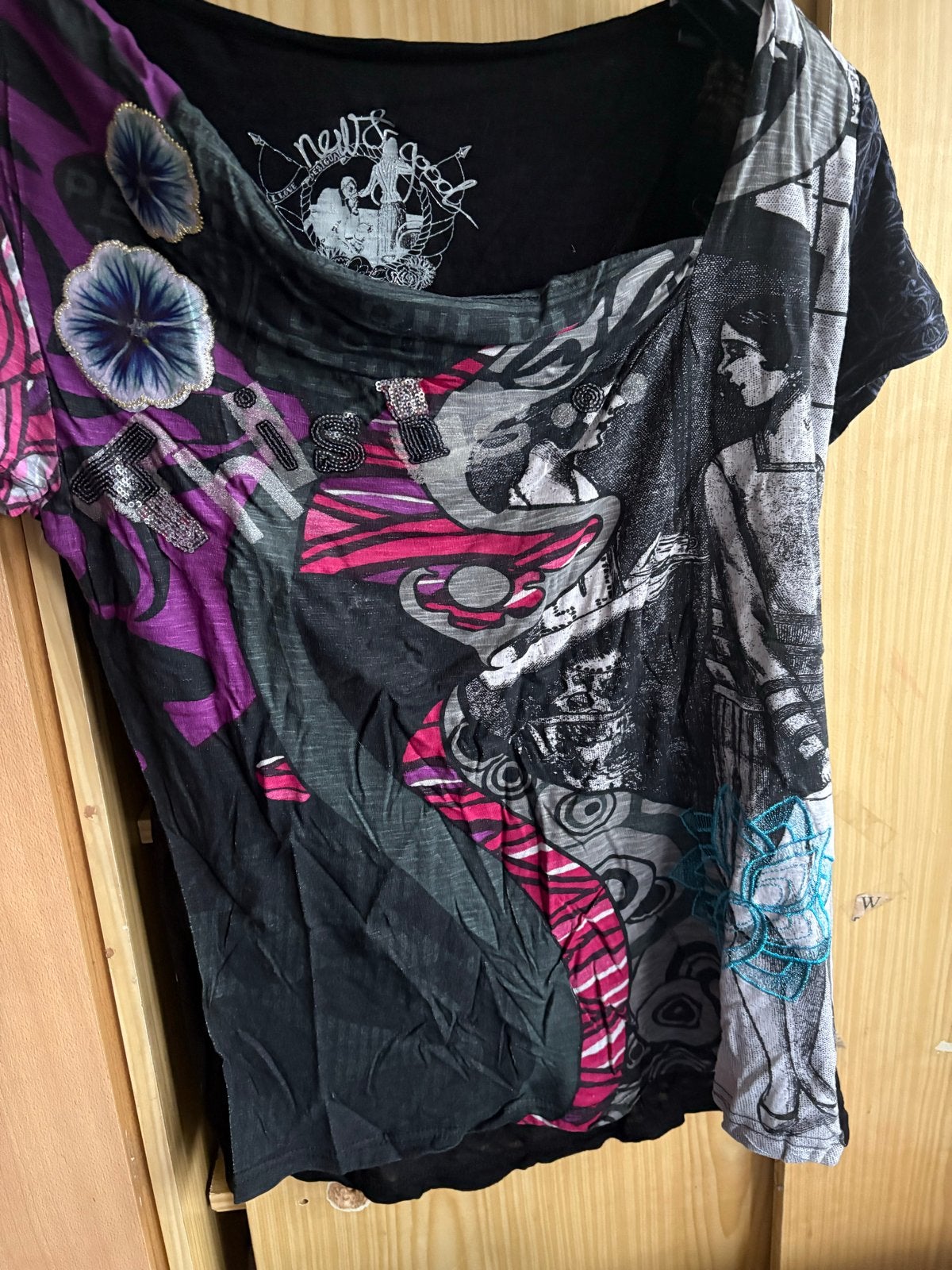 Desigual T-shirt met korte mouwen en kleurrijke print, Maat 46/48 (XL) of groter, Korte mouw, Gedragen, Meerkleurig