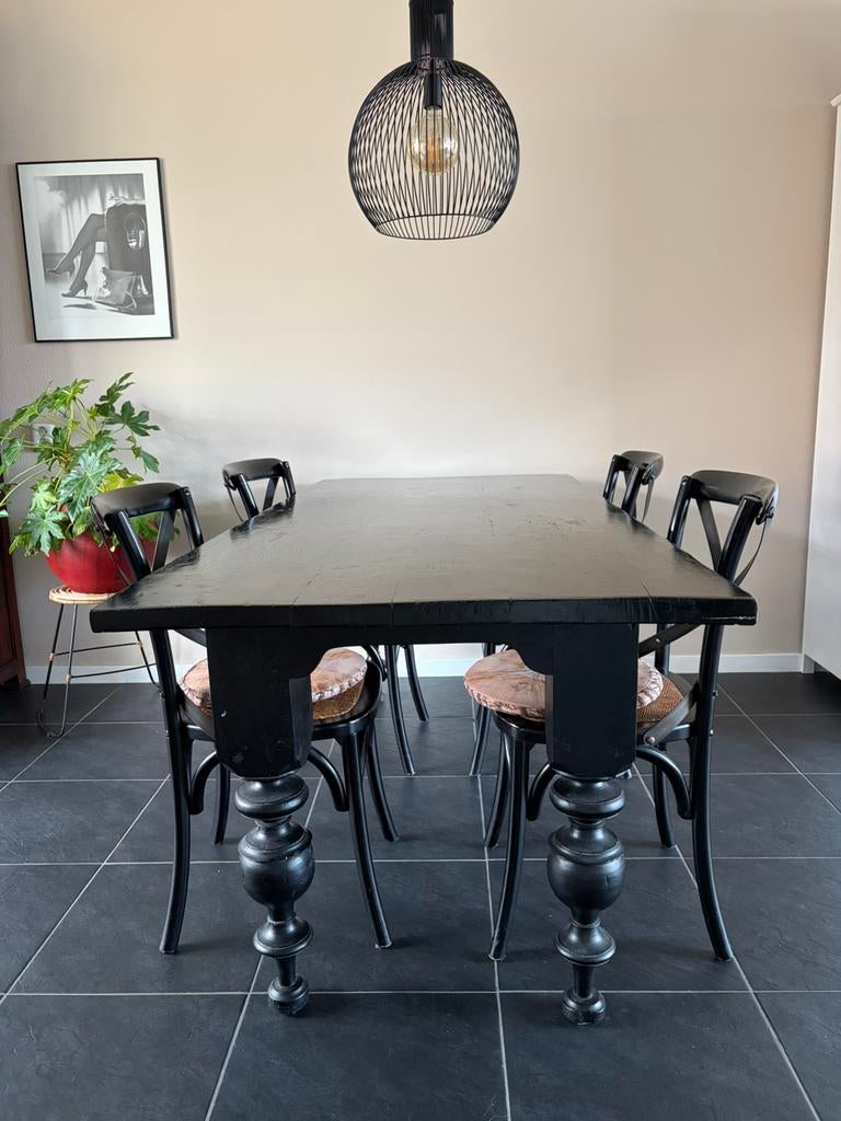 Tafel en 4 stoelen 90x200, Ophalen of Verzenden, Zo goed als nieuw
