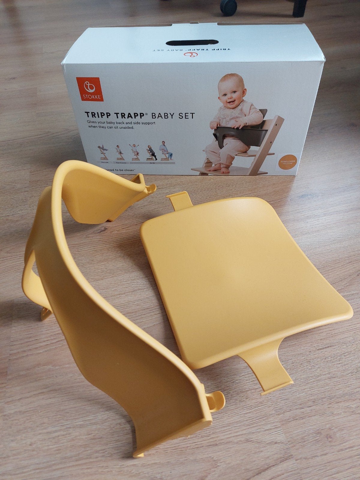 Stokke Tripp Trapp Baby Set - Zonnebloem Geel, Ophalen, Zo goed als nieuw, Meegroeistoel, Gordel(s)