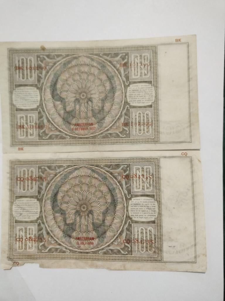 1937  replacement en 1x1939, Postzegels en Munten, Bankbiljetten | Nederland, Ophalen of Verzenden