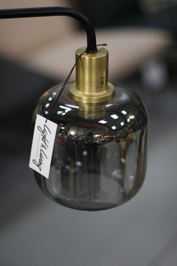 Vloerlamp + tafellamp LEKAR brons smoke glas Light & Living, Ophalen, Zo goed als nieuw, Glas, 150 tot 200 cm