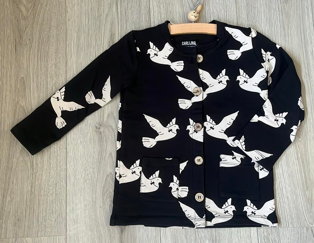 Schattig vestje met duiven carlijn Q 98/104, Ophalen of Verzenden, Zo goed als nieuw, Meisje, Trui of Vest