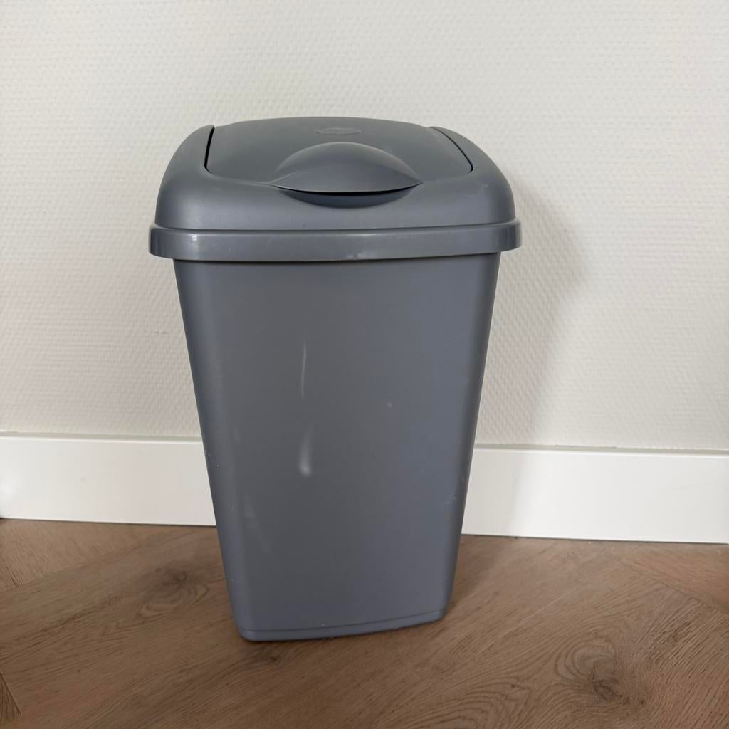 Tontarelli prullenbak afvalbak klein grijs 37 x 24 x 18 cm, Kunststof, Gebruikt, Ophalen of Verzenden, Minder dan 10 liter