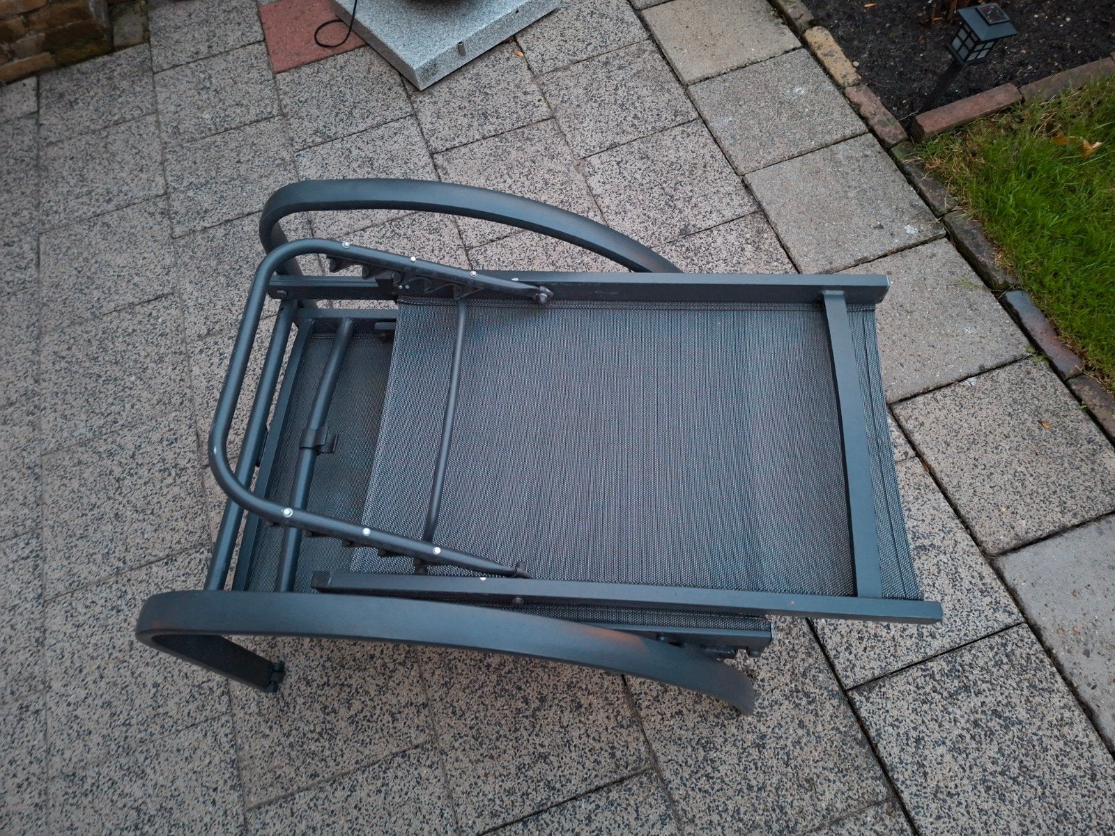 Ligbed antraciet aluminium - in goede staat, Tuin en Terras, Ophalen, Gebruikt, Aluminium, Inklapbaar