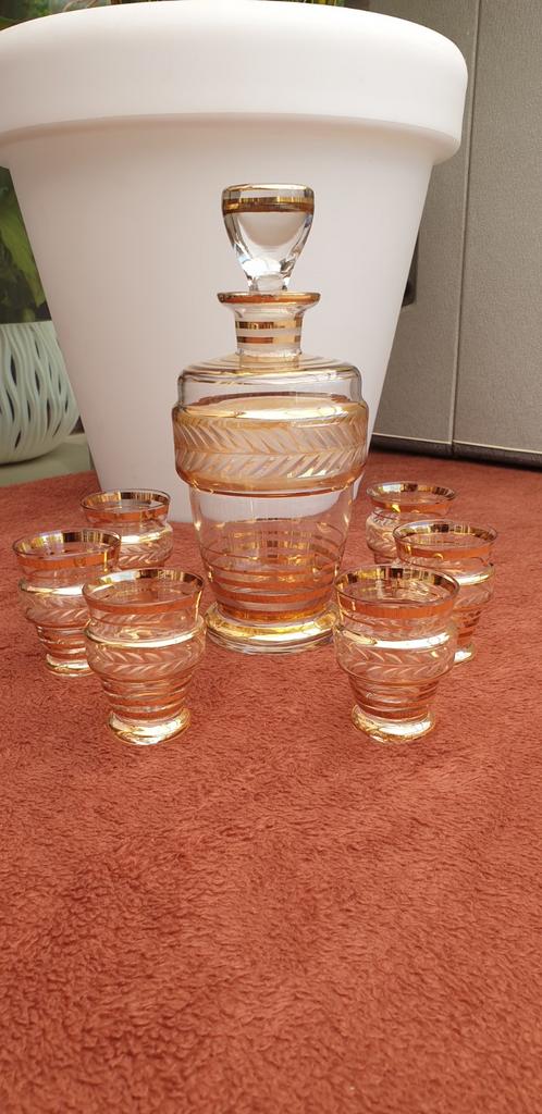 Vintage Art Deco Likeurset - Karaf met 6 Glaasjes, Ophalen of Verzenden