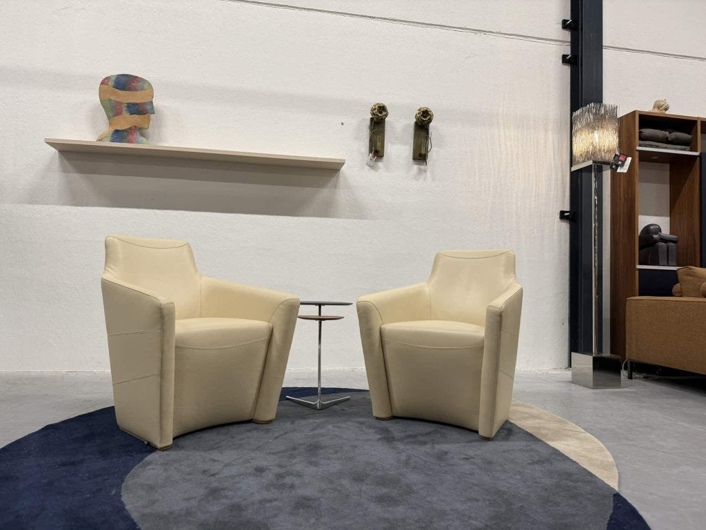 2 Leolux Fiji fauteuils Senso leer Design stoel, Leolux, Info@leolux.nl, Ophalen of Verzenden, Zo goed als nieuw