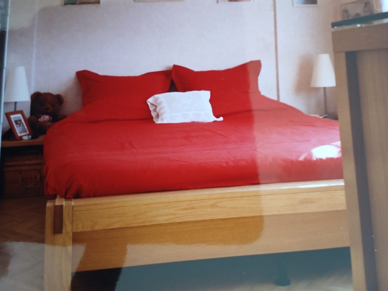 Gratis volhouten tweepersoonsbed met lattenbodem, Huis en Inrichting, Ophalen, Gebruikt, Tweepersoons, Hout