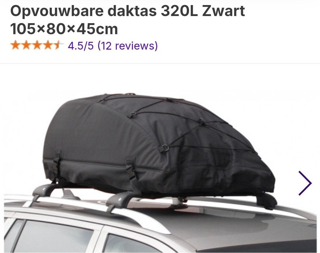 Opvouwbare Daktas 320L Zwart - 105x80x45cm, Ophalen