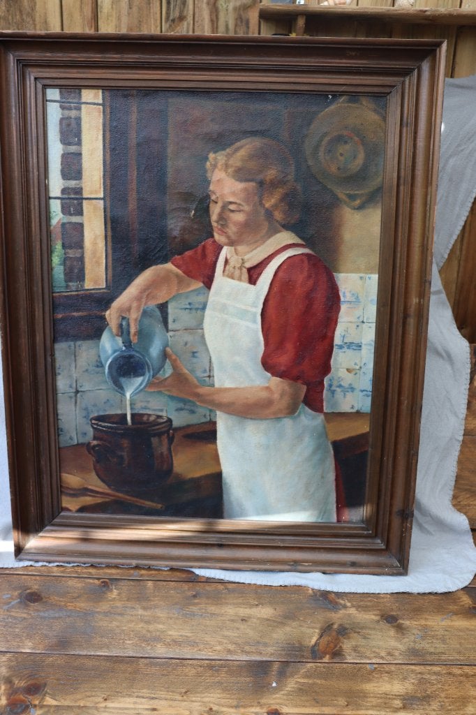 Schiderij "het Haarlemse melkmeisje"  75x95 cm, Antiek en Kunst, Kunst | Schilderijen | Klassiek, Ophalen