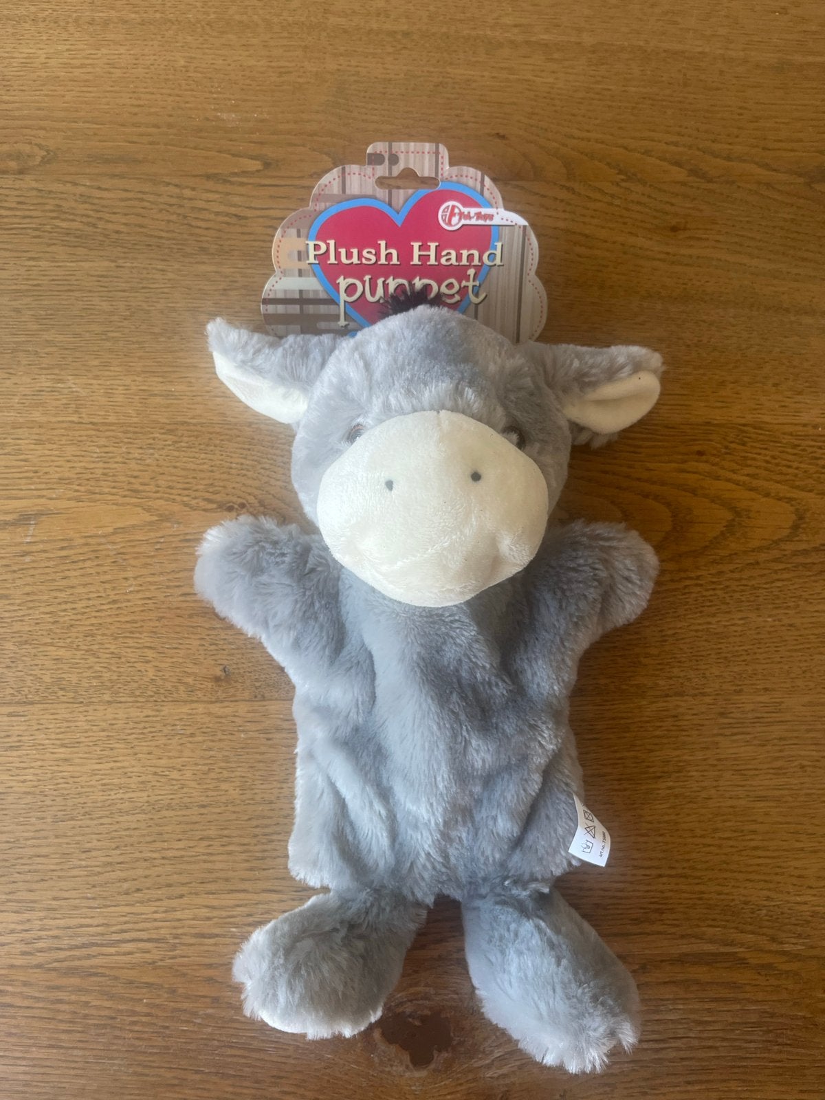 Nieuwe pluche handpop ezel - perfect voor speeltijd!, Overige merken, Overige typen, Grijs, Nieuw