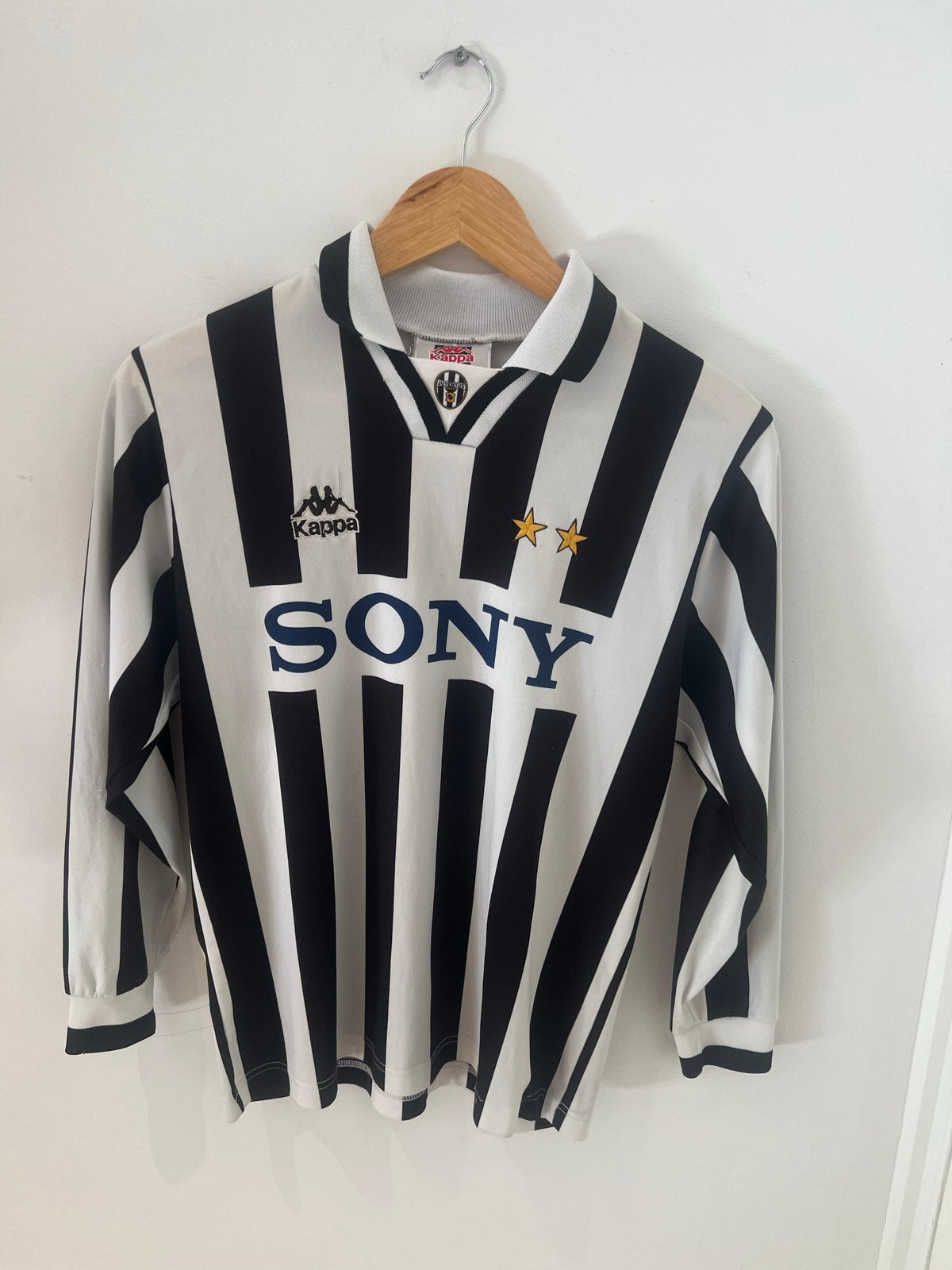 Vintage Juventus Kappa Sony Thuisshirt Jaren '90, Maat 38/40 (M), Zwart, Overige typen, Ophalen of Verzenden