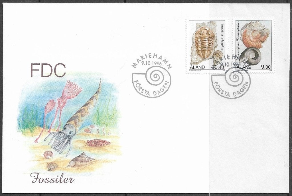 ALAND FDC serie Fossielen 1996, Ophalen of Verzenden, Finland, Postfris