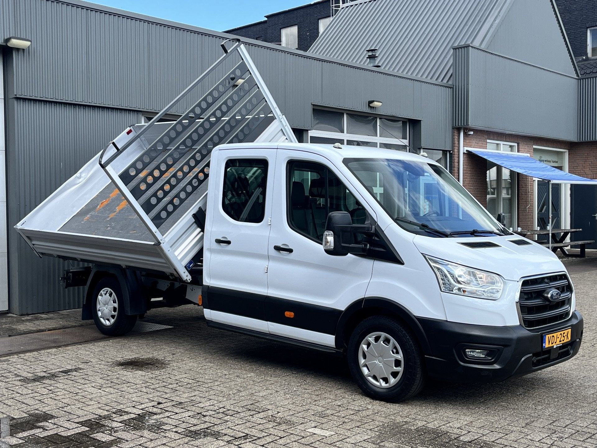 Ford Transit 350 2.0 TDCI DC 3-zijdenkipper Airco Cruise con, Voorwielaandrijving, 4 cilinders, 7 stoelen, Wit