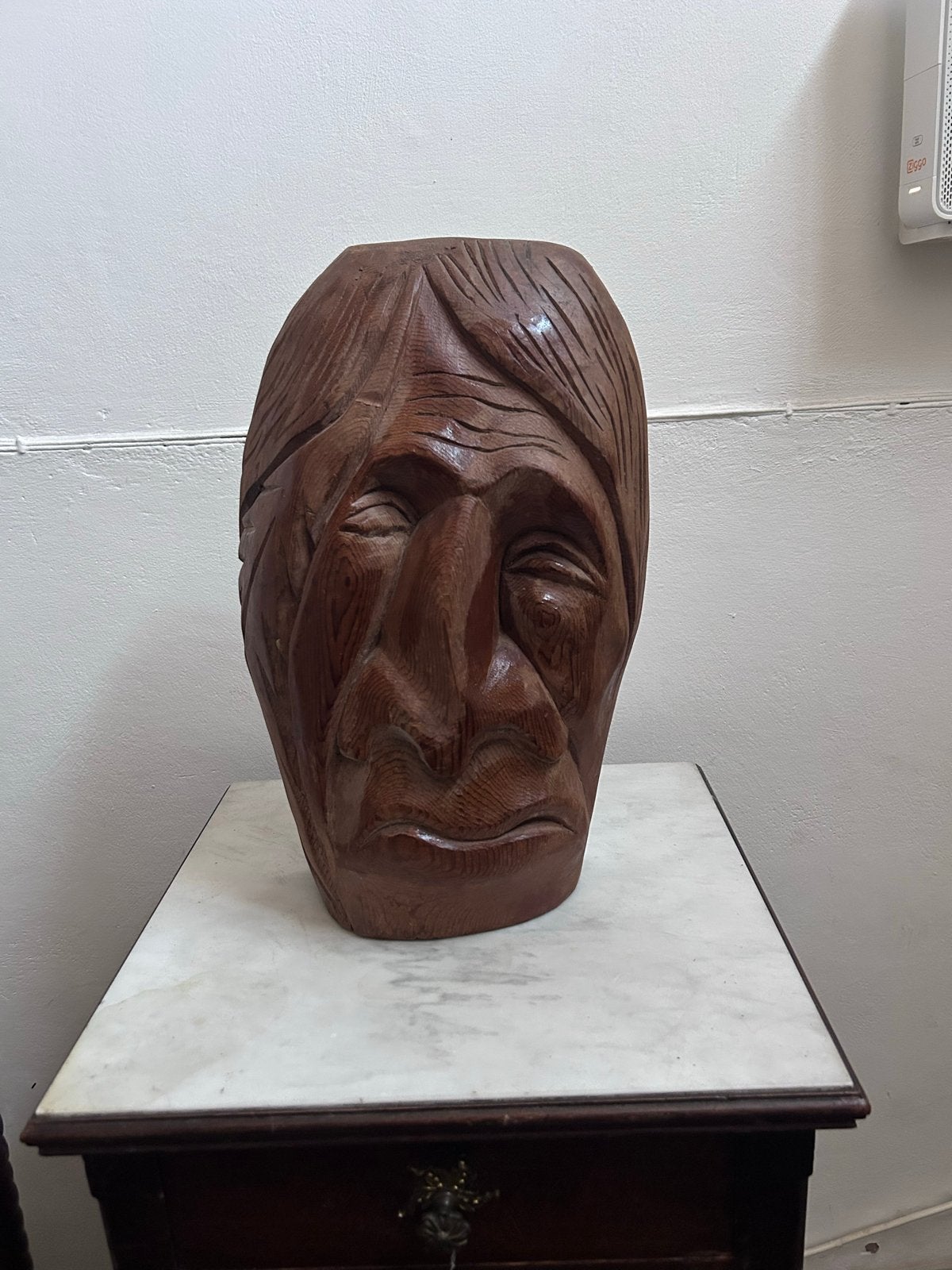 Massief Houten Beeld Indiaan - Handgesneden Sculptuur, Antiek en Kunst, Houtsnijwerk, Ophalen of Verzenden, 20 - 50 cm, Hout