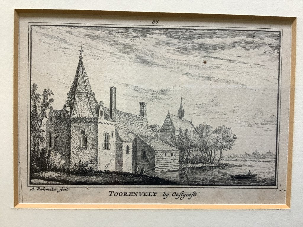 Ets Oegstgeest ca 1725, Antiek en Kunst, Kunst | Etsen en Gravures, Ophalen of Verzenden, Landschap, Ets, 1700 - 1799