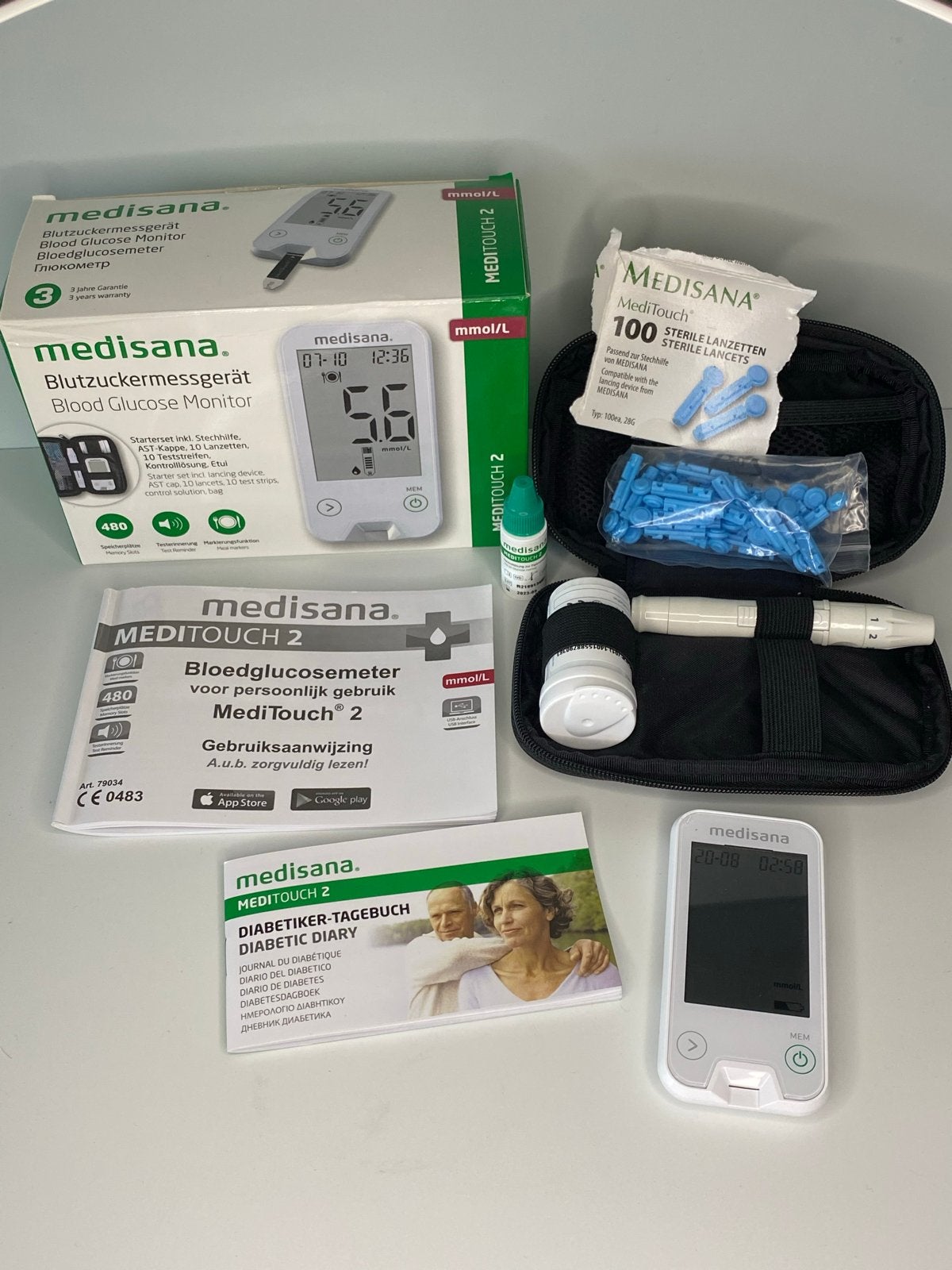 Medisana MediTouch 2 Bloedglucosemeter Starterset, Ophalen of Verzenden, Zo goed als nieuw, Overige typen