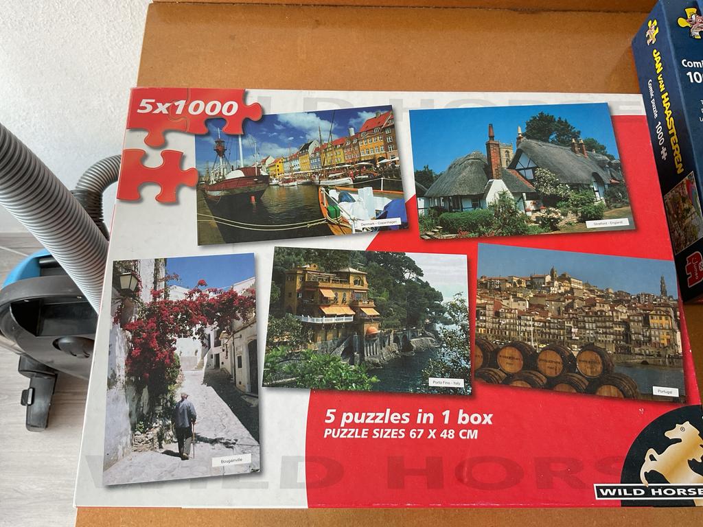 Wild Horse 5x1000 stukjes puzzel - Diverse locaties, Ophalen, Meer dan 1500 stukjes, Zo goed als nieuw, Legpuzzel