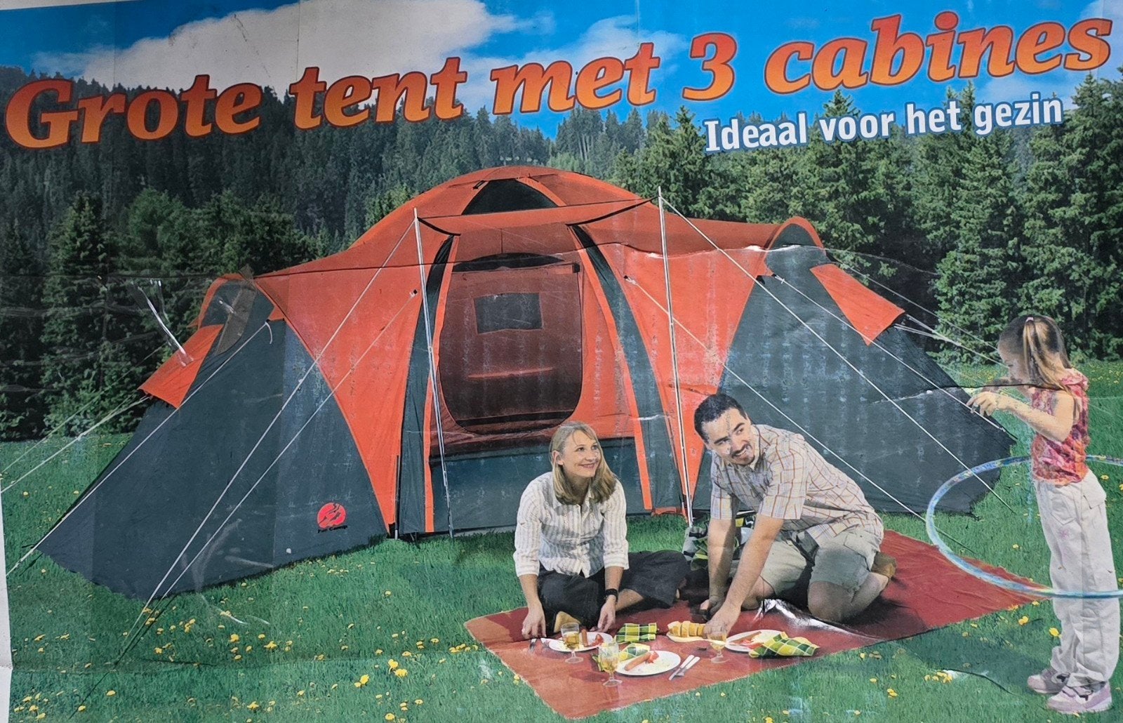Grote tent met 3 cabines- nieuw in de doos !, Ophalen, Nieuw, Tot en met 6